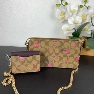 COACH☆POPPY CROSSBODY IN SIGNATURE CANVAS WITH DISCO STAR Coach Poppy Crossbody In Signature Canvas With Disco Star